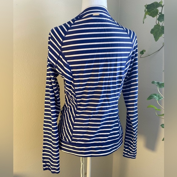 Cabaña life swim Navy and White Striped Zip-Up Jacket - Picture 5 of 10